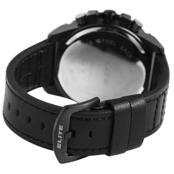 Kello - ELITE - Elite - Kromografi - Musta nahka - Kotelo 50 mm Svart