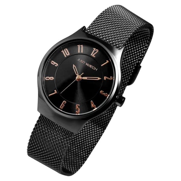 Ur - Magda - Kvinde - Kasse 33 mm - Mesh armbånd i sort stål Svart