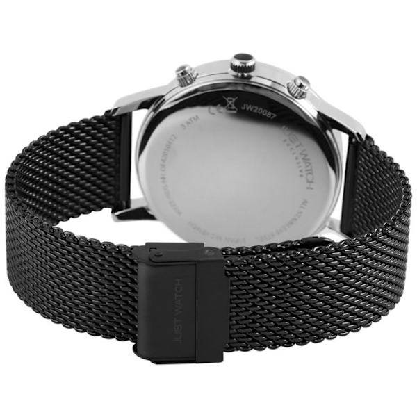 Ur - Albert - Rustfrit stål 42 mm - Antracit skive - Sort mesh armbånd Silver