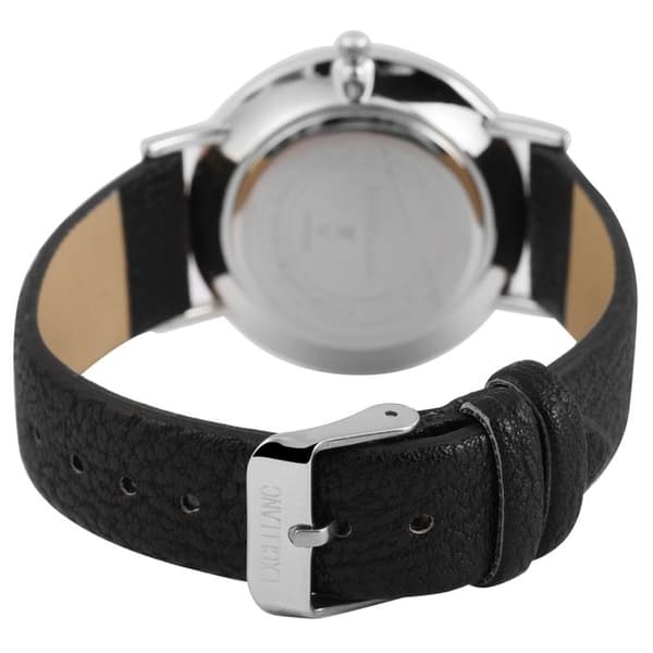 Ur - EXCELLANC - EX0507 - Kasse 36 mm sølv - Skive sort indeks & tal - Rem i kunstlæder 18 mm Silver