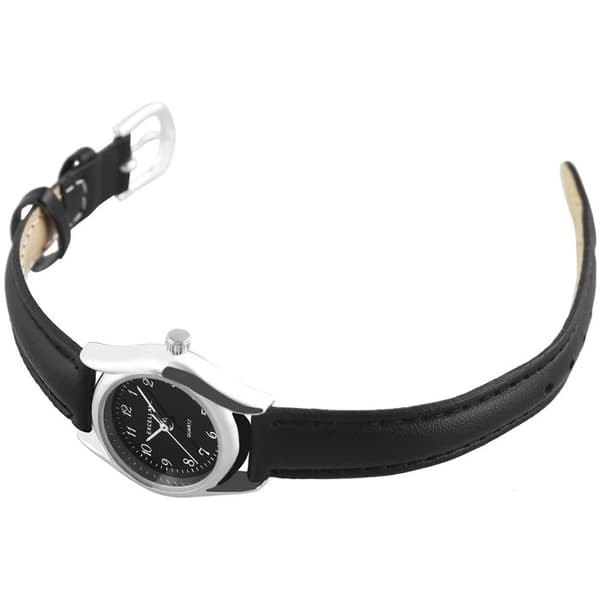 Ur - EXCELLANC - Excellanc - Rund kasse 23 mm - Sort simili læder rem 12 mm - Mineralglas Sølv