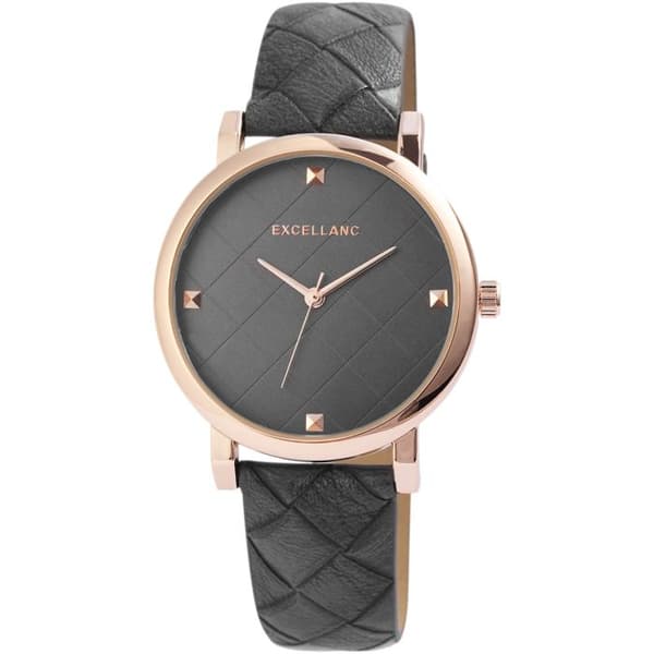 Armbandsur - EXCELLANC - EX0315 - 38 mm - Grå konstläder - Mineralglas Grå