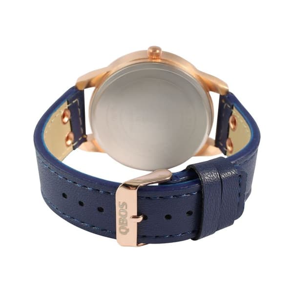 Klocka - QBOS - QB0029 - 46 mm - Blå - Syntetläder Blå