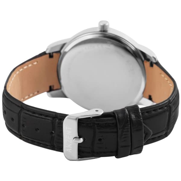 Dameur - Samara - 42 mm sølvfarvet urkasse - Sort imiteret læderrem - Quartz bevægelse PC21 Silver