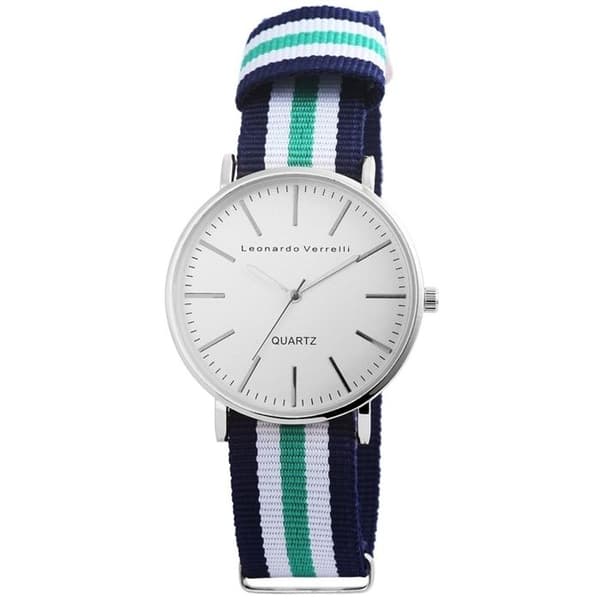 Ur - LEONARDO VERRELLI - Leonardo Verrelli - 40 mm - Blå tekstilarmbånd - Mineralglas Silver