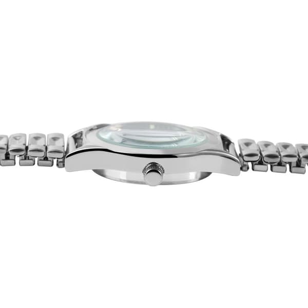 Klocka - Maj - Dam - Silverfärgad boett 27,5 mm - Grön urtavla - Elastiskt stålarmband Silver