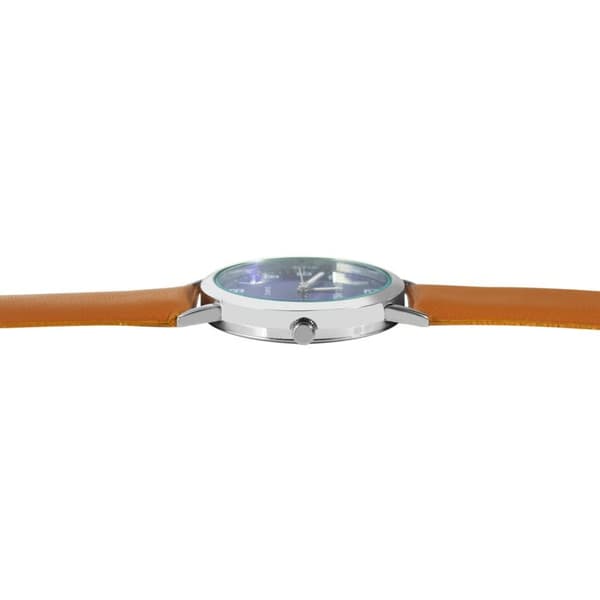 Armbåndsur - EXCELLANC - Klassisk - Brun kunstlæderrem - Blå urskive - Quartz PC21 brun
