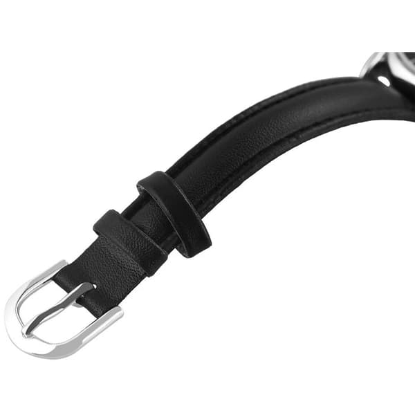 Ur - EXCELLANC - Excellanc - Rund kasse 23 mm - Sort simili læder rem 12 mm - Mineralglas Sølv