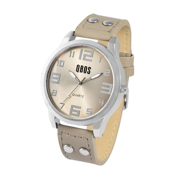 Armbåndsur - QBOS - QB0029 - Grå sølv - Urkasse 46 mm - Kvartsur Grå