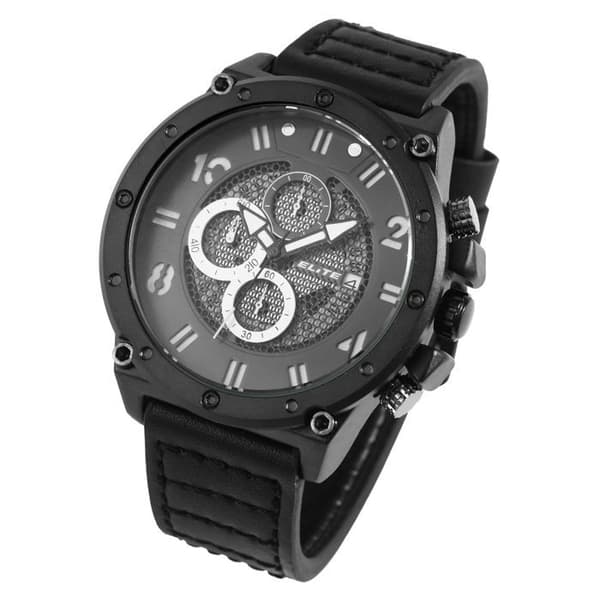 Kello - ELITE - Elite - Kromografi - Musta nahka - Kotelo 50 mm Svart