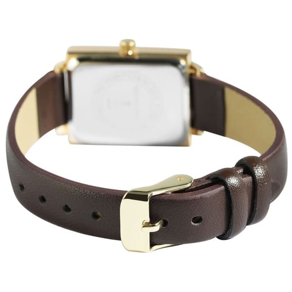 Armbandsur - EXCELLANC - Excellanc Dam - Guld rektangulär klocka - Brun konstläderarmband - Quartz PC21 brun