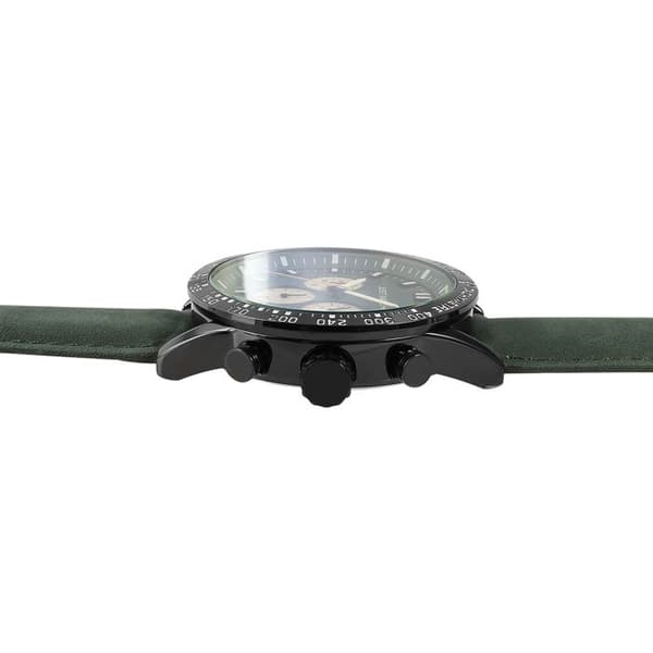 Ur - Kaspisk - Chronograph VD53 - Grøn skive - Læderrem 22 mm Grön
