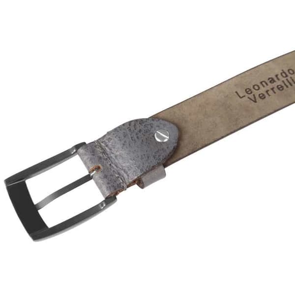 Bälte - LEONARDO VERRELLI - LV0045 - Äkta läder - Grå - 120 cm Grå 120 cm