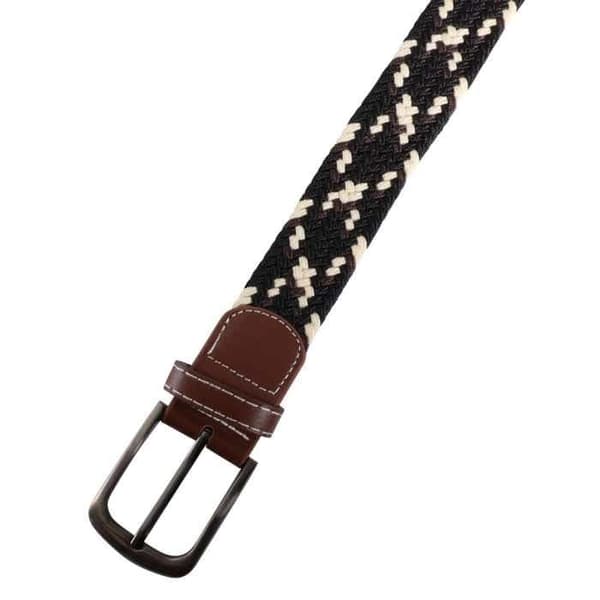 Textilbälte - XL 120 cm - Brun & beige - Bredd 3,2 cm - Spänne med nål brun 120 cm