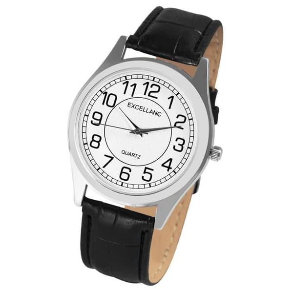 Ur - EXCELLANC - Excellanc - 40 mm - Sort imiteret læderrem - Kvartsur Svart