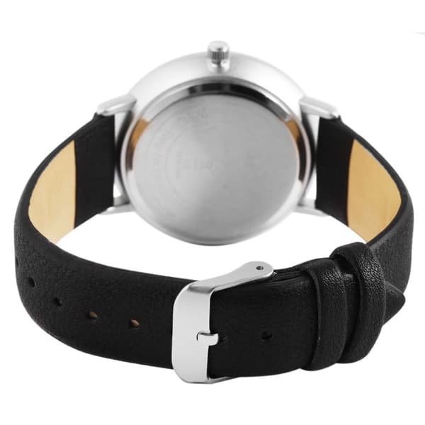 Ur - EXCELLANC - Excellanc - 38 mm - sort urskive - armbånd i kunstlæder Silver