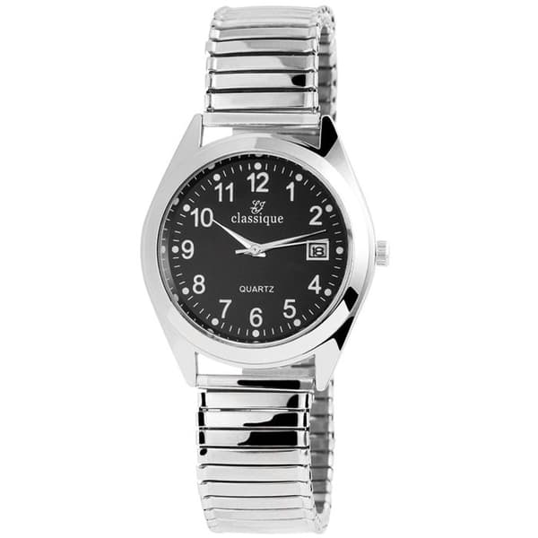 Rannekello - CLASSIQUE - Klassinen - 36 mm kotelo - Musta kellotaulu - Laajennettava teräshihna Silver