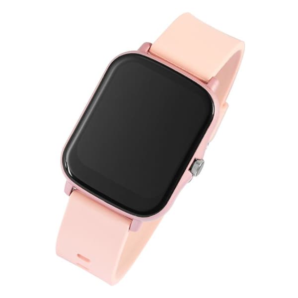 Smartklocka - TIMETECH - Rektangulär 36 mm - Rosa silikonarmband - Digital visning - Stänkskyddad Ros