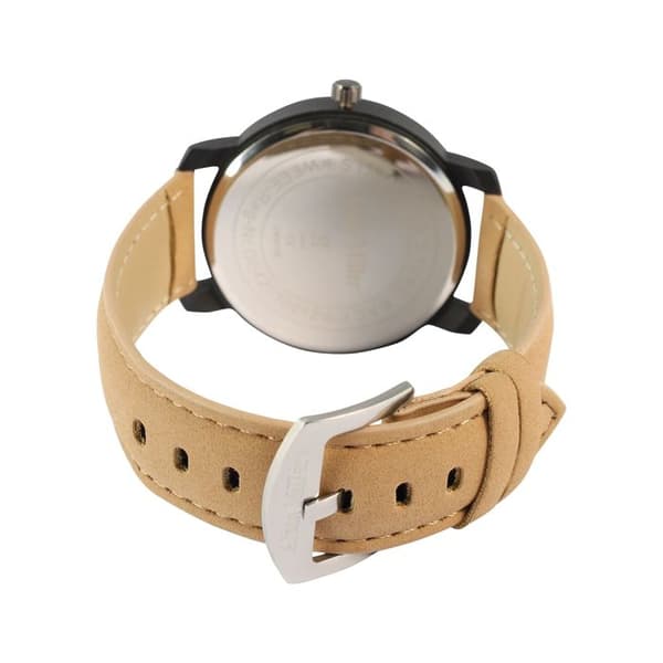 Ur - SL28 - Hvid urskive - Brun kunstlæderrem - 45 mm urkasse brun
