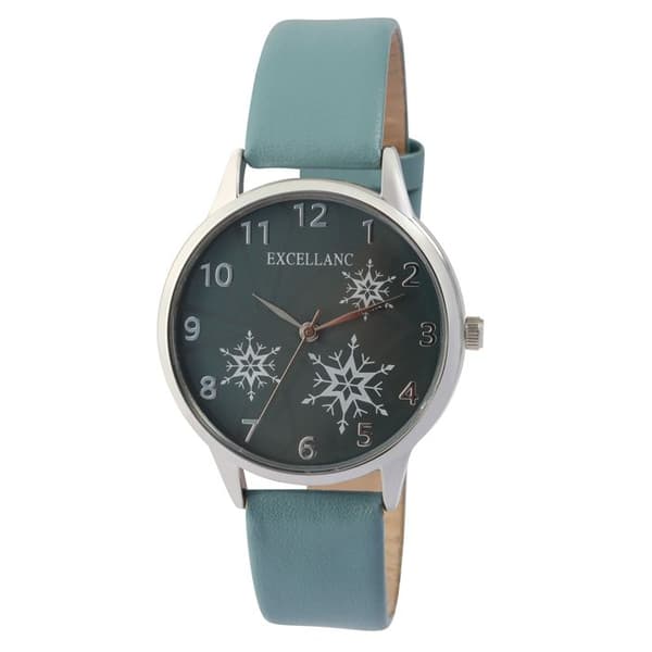 Armbåndsur - EXCELLANC - Excellanc Kvinde - 36 mm - Blå imiteret læderrem - Mineralglas Blå