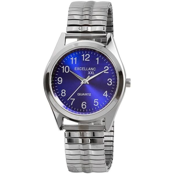 Ur - EXCELLANC - Excellanc - Kasse 35 mm - Blå urskive - Justerbart armbånd i rustfrit stål Silver