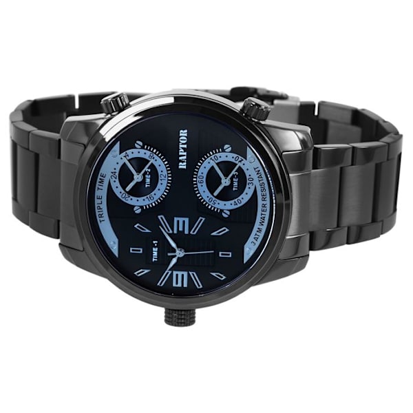 Ur - RAPTOR - Fox - Kasse 47 mm - Blå urskive - Sort stålrem Sort