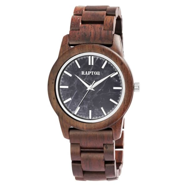 Rannekello - RAPTOR - Elementary - Musta eebenipuu kotelo - Sininen kellotaulu - 43 mm brun