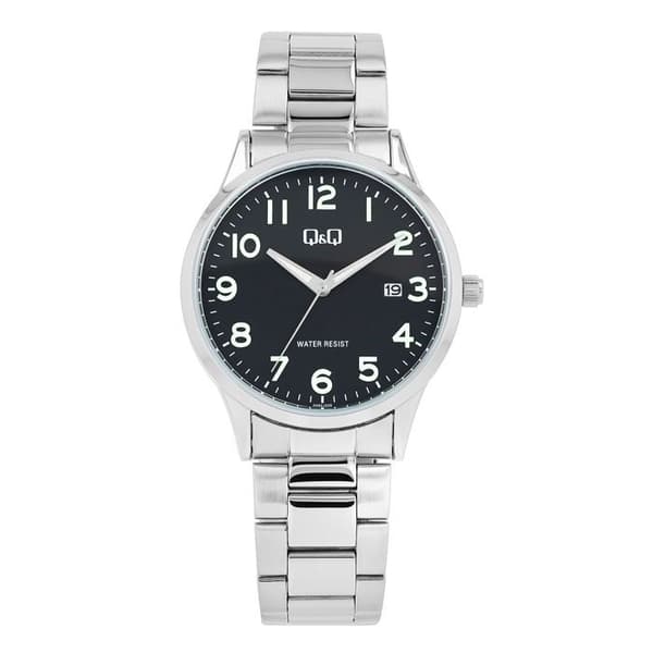 Ur - Q&Q - Q&Q - Rustfrit stål - Sort urskive - 40 mm kvarts 3 ATM Silver