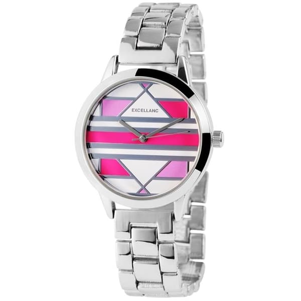 Dameur - EXCELLANC - Excellanc - Urkasse 36 mm - Sølvmetal - Rosa urskive Silver