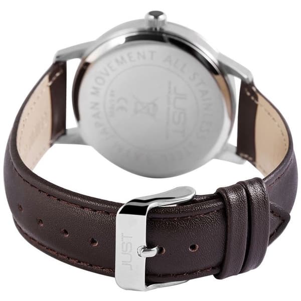Ur - JUST - Emerick - Sølvskive - Brun læderrem - 40 mm stålhus brun