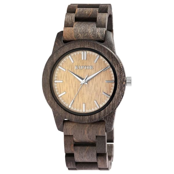 Kello - RAPTOR - Perusmalli - Harmaa puukotelo ja -ranneke (vaahtera) - 43 mm - Miyota 2035 kvartsikello Grå