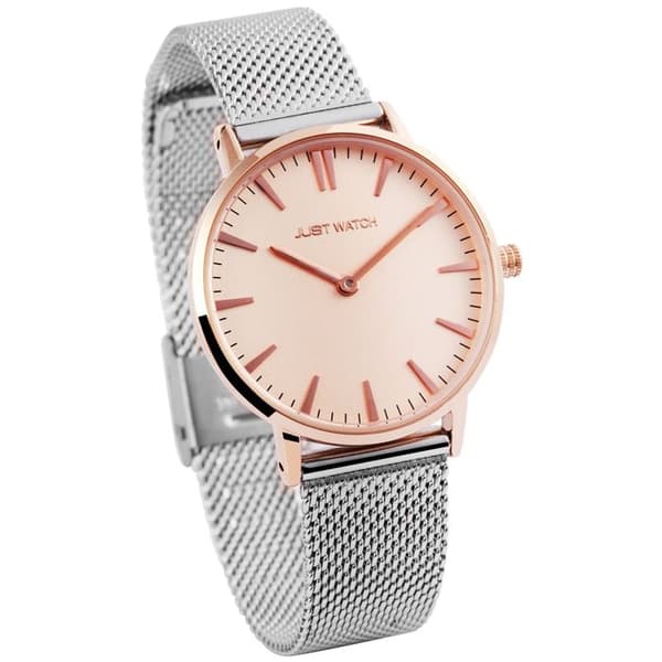Ur - Lilly - Kvinde - Rustfrit stål mesh - Kasse 33 mm rosaguld - Miyota GL20 Silver
