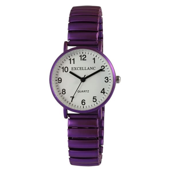 Armbåndsur - EXCELLANC - PC21 - 30 mm - Lilla elastisk rem - Mineralglas Violett