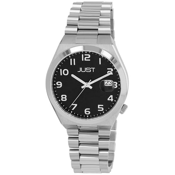 Ur - JUST - Bagge - Rustfrit stål 40 mm - Sort urskive - Vandtæthed 5 ATM Silver