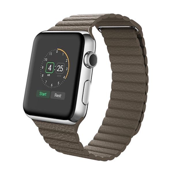 Apple Watch 38mm Läderloop Armband Khaki