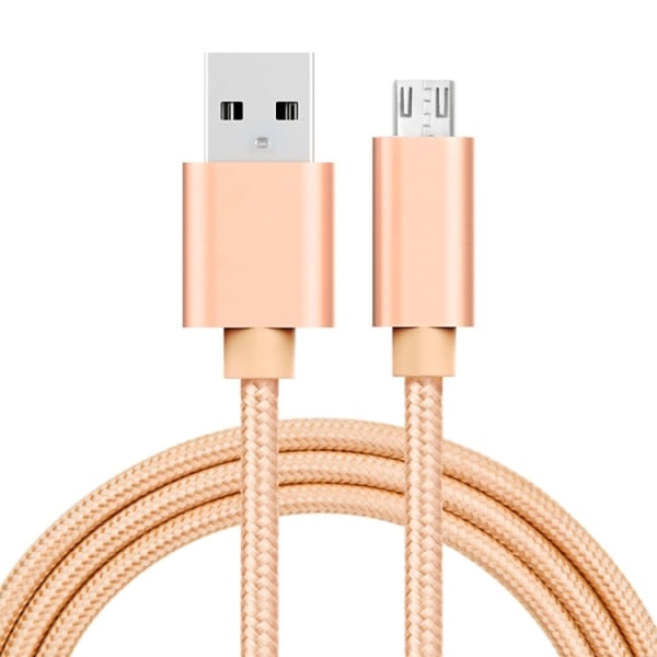 Micro USB till USB Tygkabel 1 meter Rosé