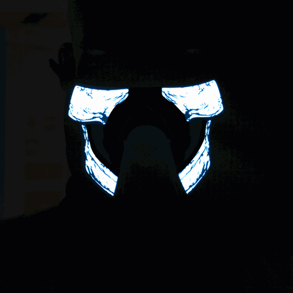 Halloweenmask LED Cold Light Terror Röststyrning Vit
