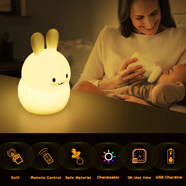Kanin LED-Nattlampa Silikon
