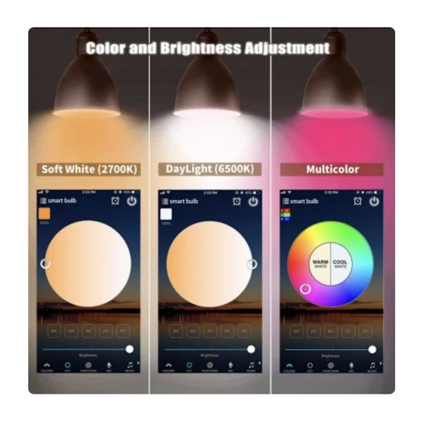Smart LED-lampa E27 Dimbar 7W RBG Wi-Fi