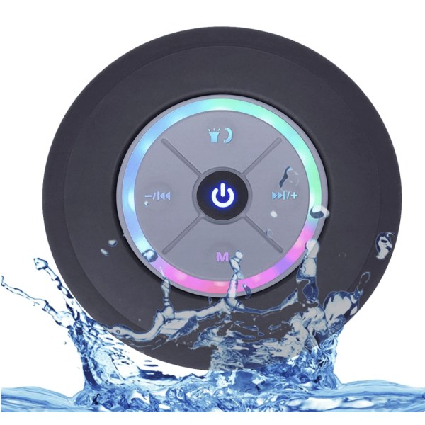 Vattentät LED Dusch Högtalare Bluetooth Svart