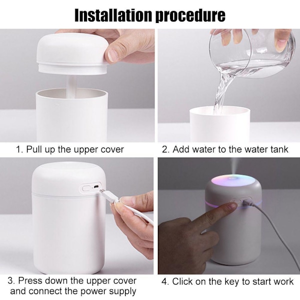 H2O LED Luftfuktare Aroma Diffuser 300 ml