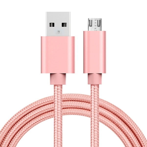 Micro USB till USB Tygkabel 1 meter Silver