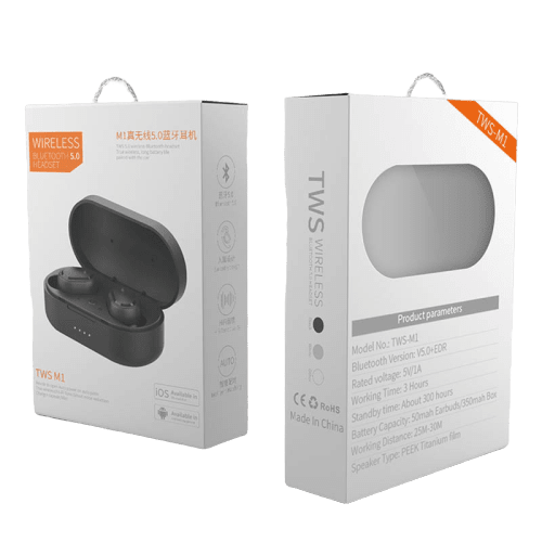 M1 TWS True Wireless Hörlurar EarBuds Svart