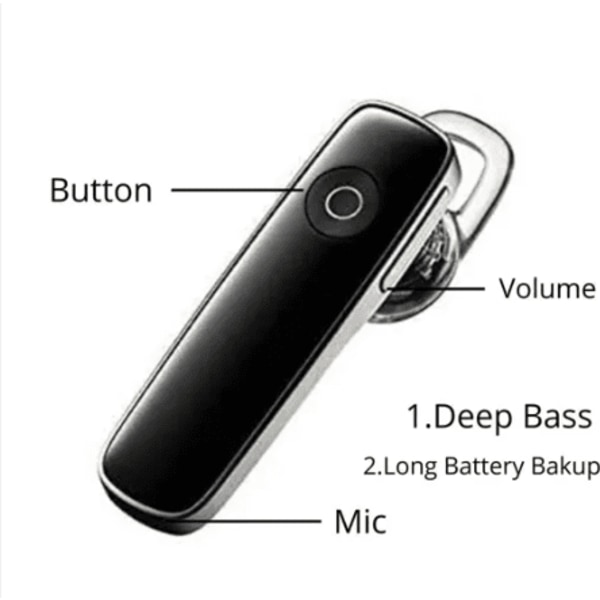 Bluetooth Headset med mikrofon Vit