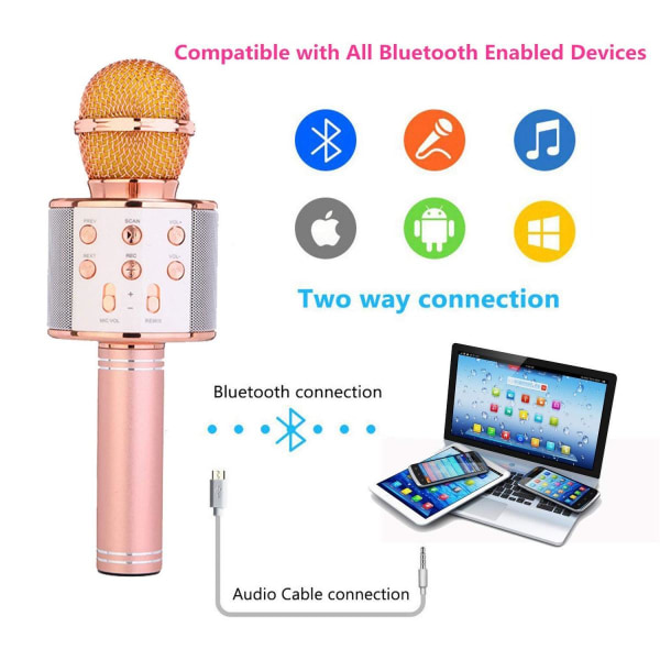 Karaoke Mikrofon med Högtalare och Bluetooth Guld