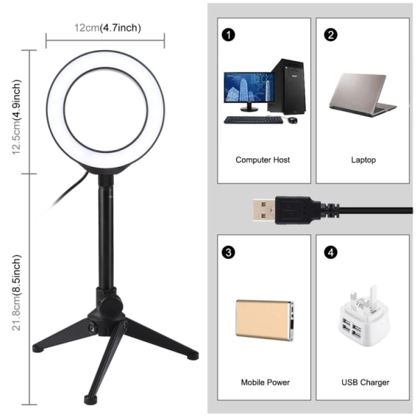 Stor Ring Light på Stativ - Perfekt för TikTok