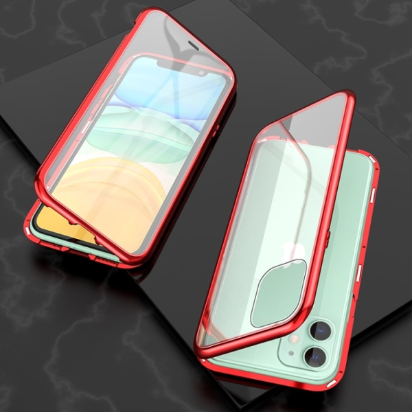 iPhone 11 Skal Magnetiskt i Härdat glas Röd