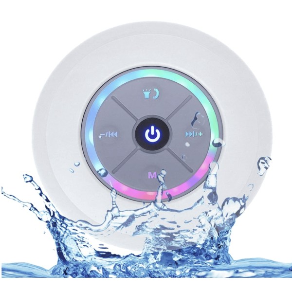 Vattentät LED Dusch Högtalare Bluetooth Vit