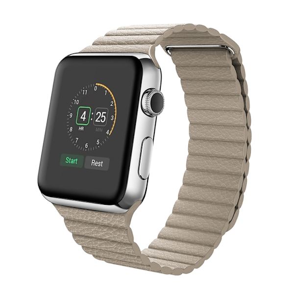 Apple Watch 38mm Läderloop Armband Khaki