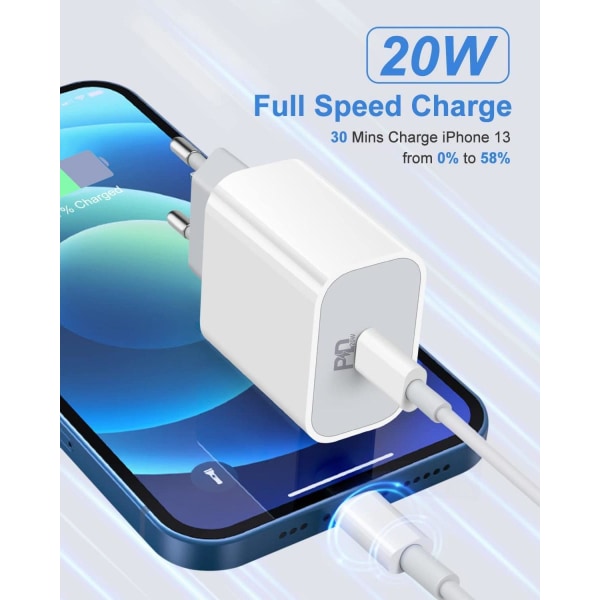 iPhone Snabbladdare USB-C PD 20W 2 meter